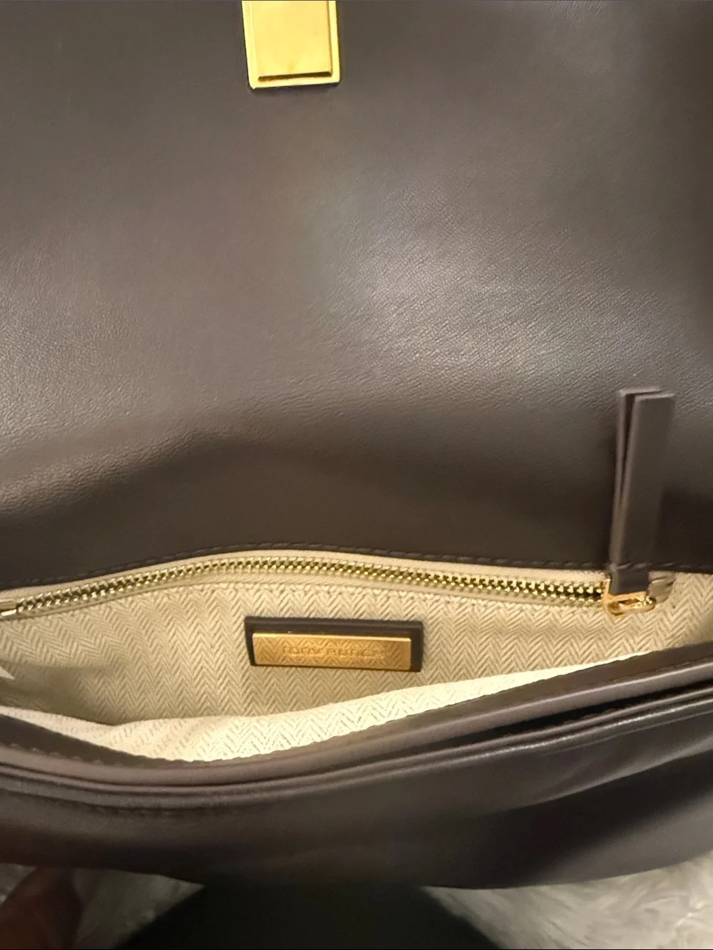 Tory Burch Black Leather Crossbody with Gold Logo Hardware